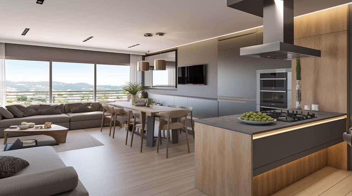 Cozinha com Ilha e Sala Integrada