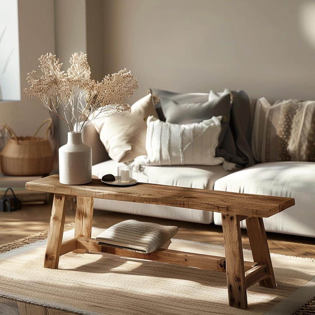 bancos de madeira para sala de estar