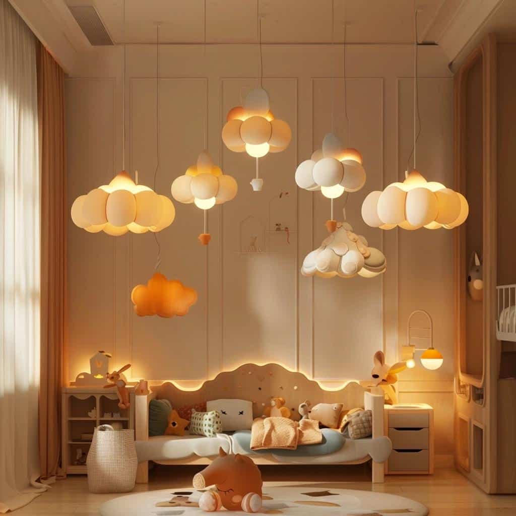 luminaria pendente no quarto infantil