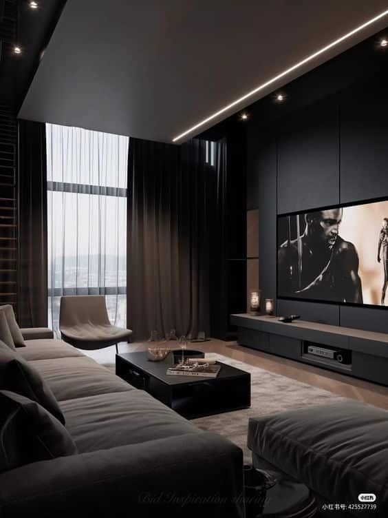 Salas compridas com cozinha americana