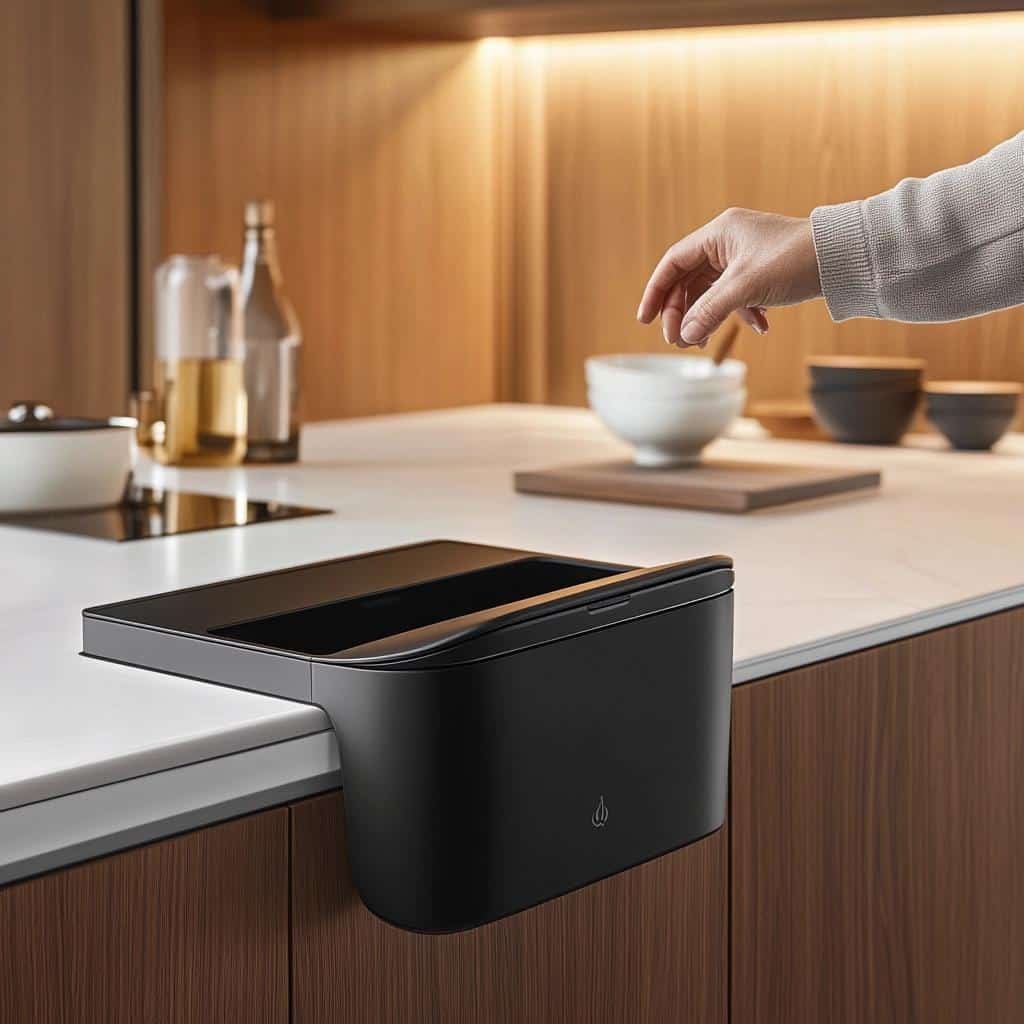 Lixeira Embutida na Bancada: 6 Ideias Funcionais para Cozinhas Modernas 16 Lixeira Embutida na Bancada: 6 Ideias Funcionais para Cozinhas Modernas