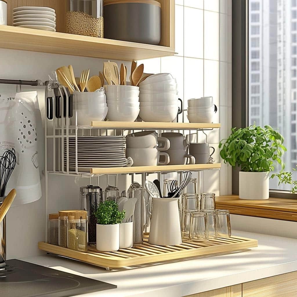 Porta-Pratos: 7 Ideias Práticas para Manter a Cozinha Organizada 15 Porta-Pratos: 7 Ideias Práticas para Manter a Cozinha Organizada