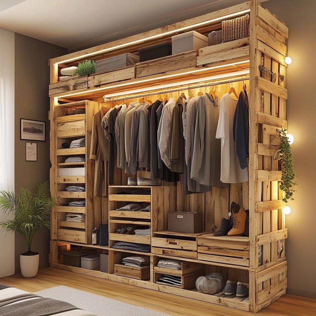 Como criar seu próprio guarda-roupa com pallets 3 Como criar seu próprio guarda-roupa com pallets