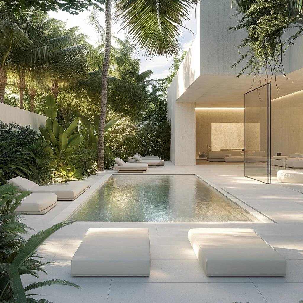 Ideias inspiradoras para piscinas brancas que encantam 1 Ideias inspiradoras para piscinas brancas que encantam