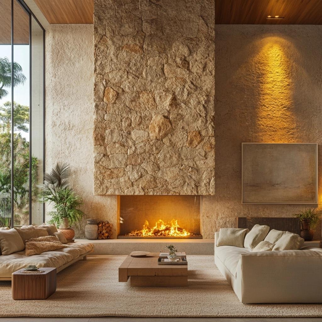 Lareira com Pedra São Tomé: 6 Maneiras de Usar na Decoração da Sala 14 Lareira com Pedra São Tomé: 6 Maneiras de Usar na Decoração da Sala