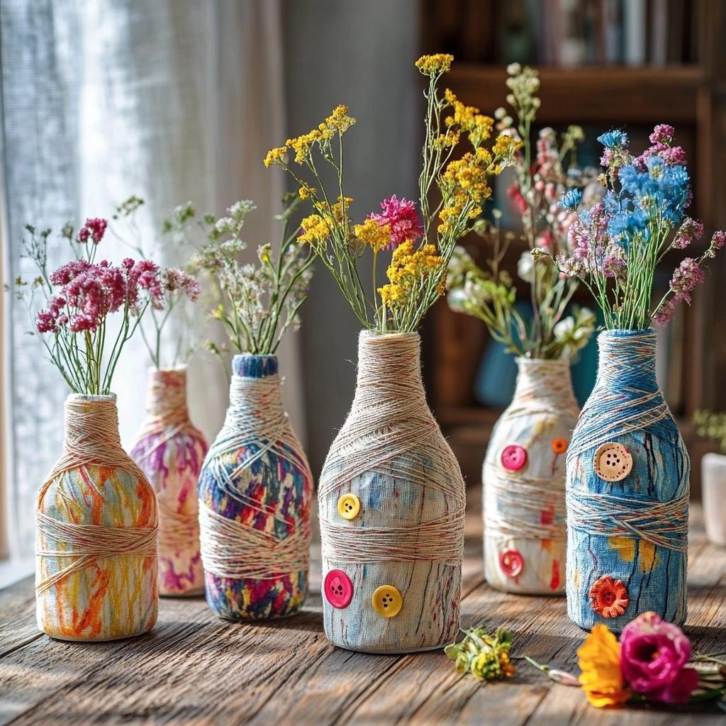 Ideias de Garrafas Decoradas com Barbante 5 Ideias de Garrafas Decoradas com Barbante
