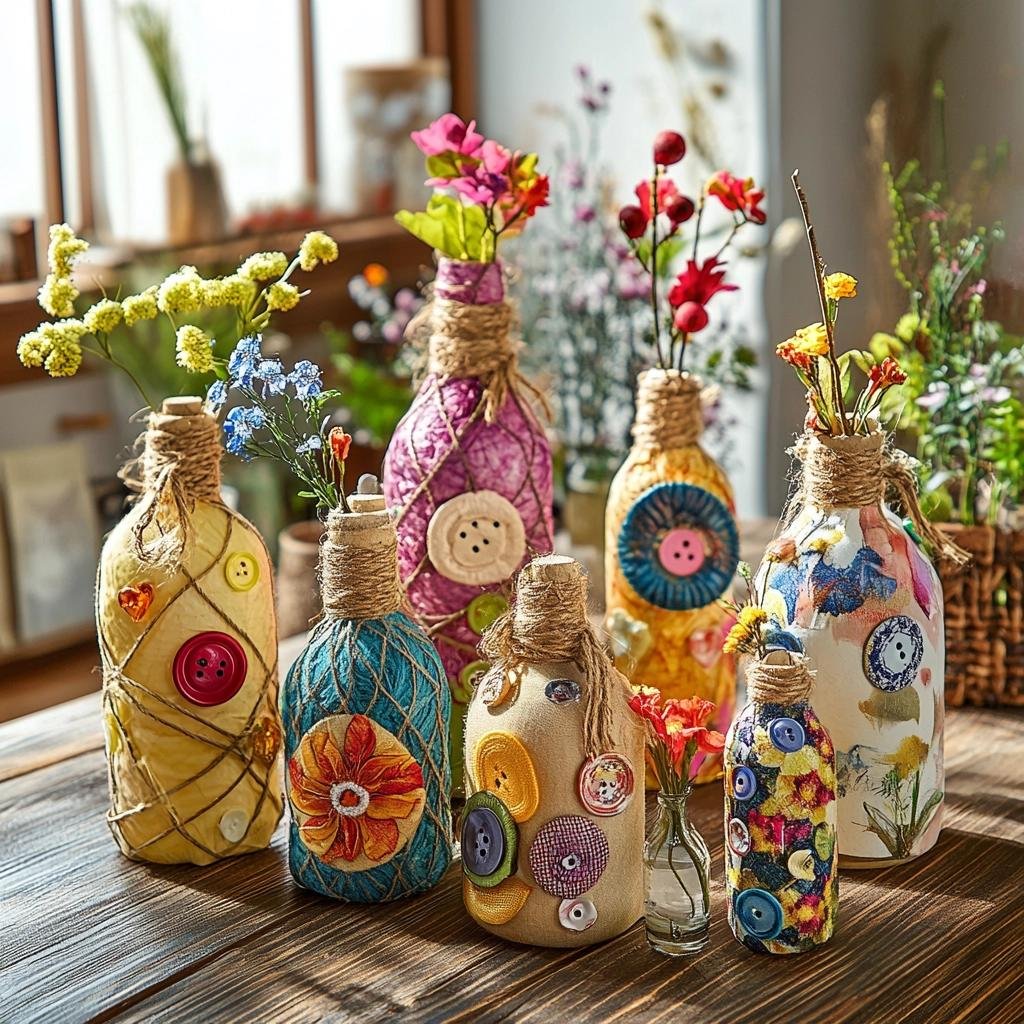 Ideias de Garrafas Decoradas com Barbante 7 Ideias de Garrafas Decoradas com Barbante