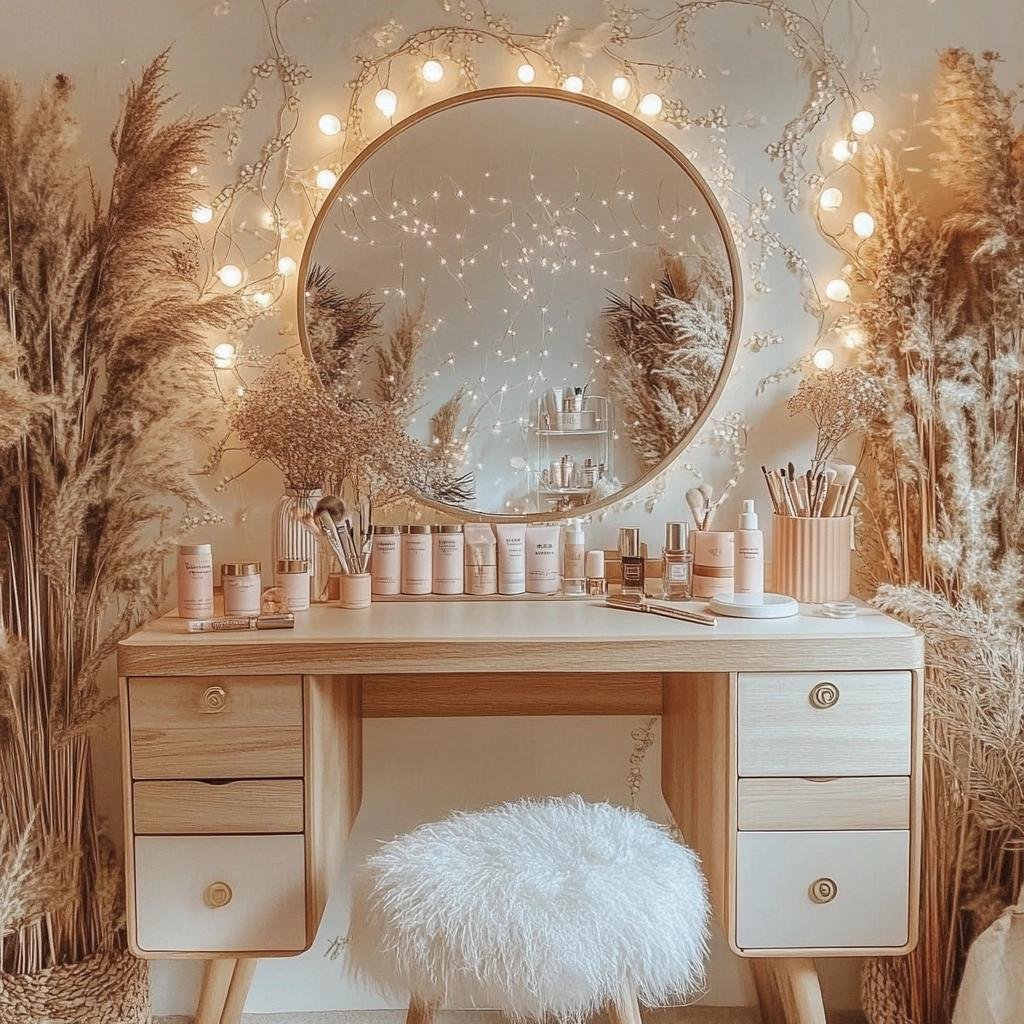 Inspirações de Penteadeiras Camarim para Decorar seu Espaço de Beleza 7 Inspirações de Penteadeiras Camarim para Decorar seu Espaço de Beleza