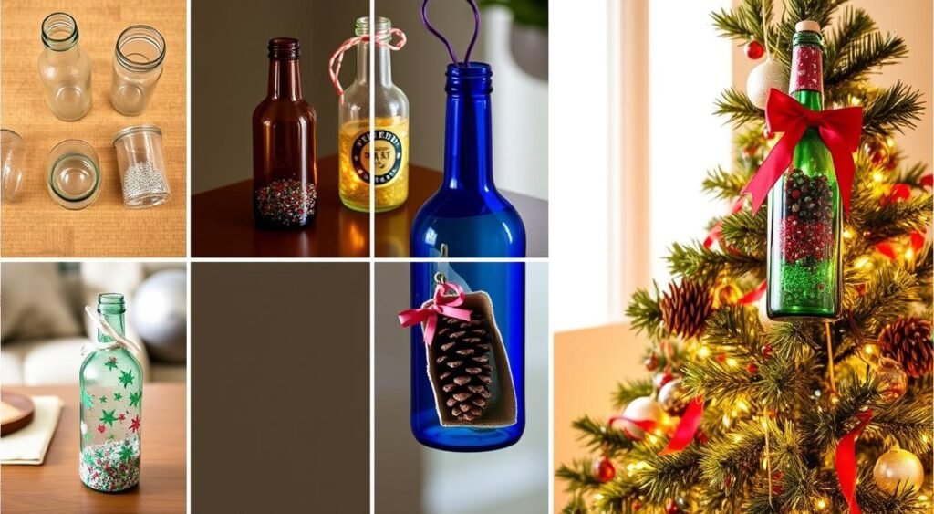 Transforme Garrafas de Vidro em Enfeites de Natal Criativos